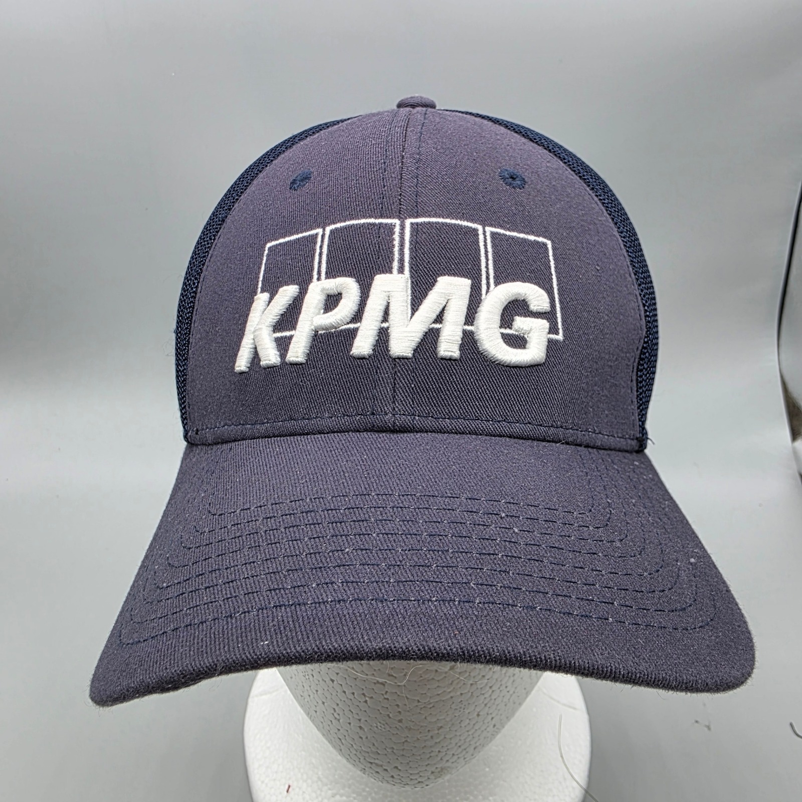 Callaway Kpmg Golf Hat Navy Blue Mesh Back Tour Authentic L Xl Adjustable Cap